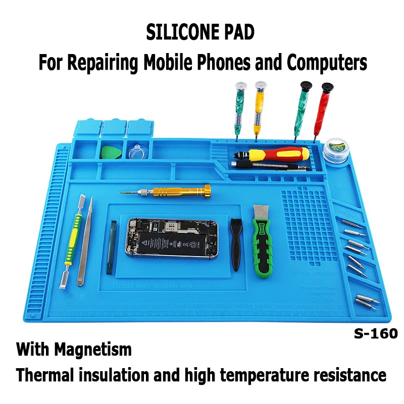 

Heat Insulation Work Silicone Pad Soldering Station Magnetic BGA Insulator High-temperature resistant For Phone Computer Repair
