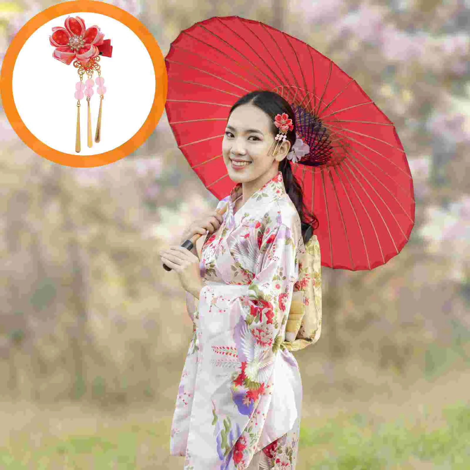 

Japanese Style Headdress Sakura Decor Hair Accessories Decoration Women Barrette Girl Child Tiara Girls