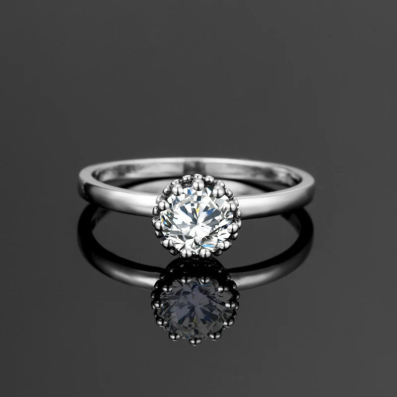 

Кольца обещания с белым цирконом, милые кольца с круглым вырезом, серебро 925 пробы, Женские Ювелирные изделия для свадьбы, помолвки, юбилея