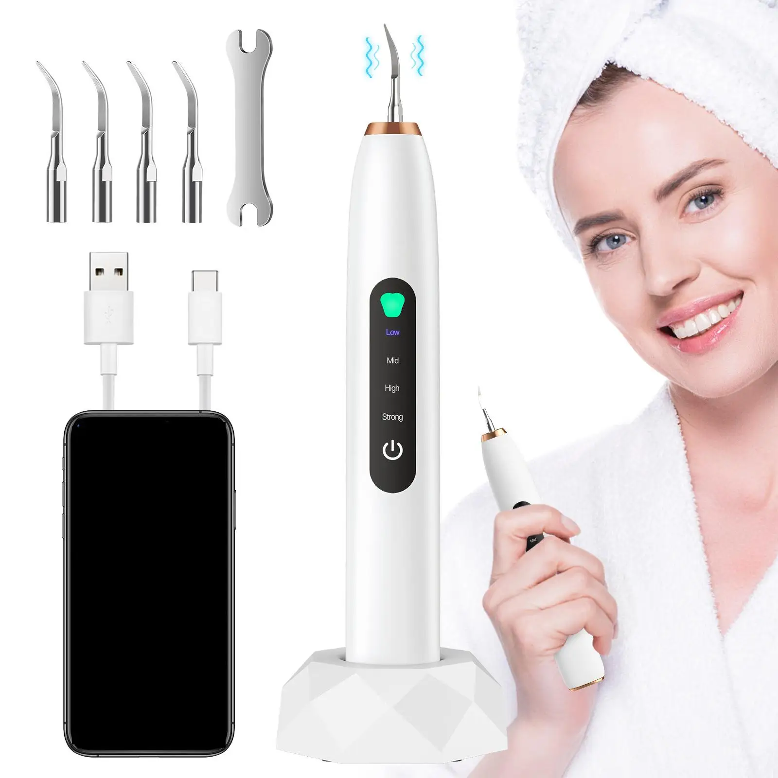 

Electric Ultrasonic Tooth Cleaner Visual Scaler Irrigator Teeth Ultrasonic Cleaning Set