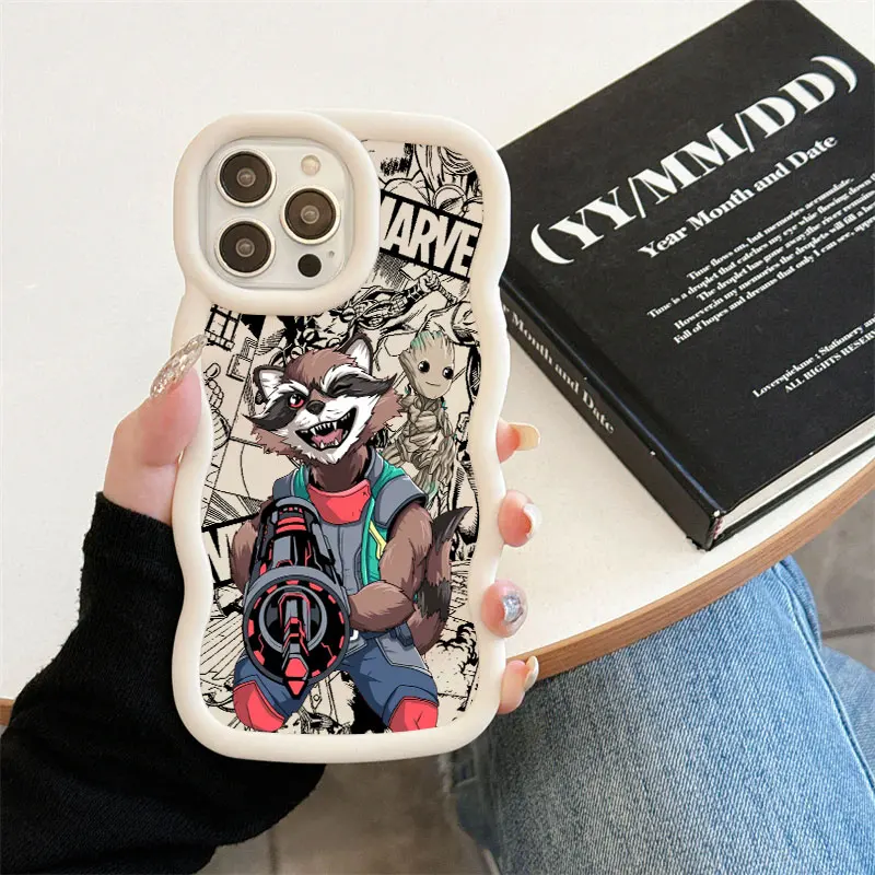 Чехол для телефона Groot Rocket Raccoon Marvel Candy Color для iPhone 17 16 15 14 Plus 11 Pro Max 13 12 Air 17E 16E с волнистым краем, мягкий чехол (art.: 3920da2ef9b72) - 3920da2ef9b72