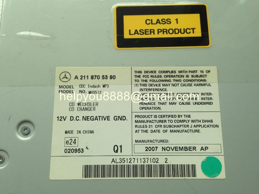 Alpine 6 CD Changer loader A 211 870 61 89 для Mercedes MH3512 CDC Indash MP3 LanRoveer Chrysler Автомобильное CD-радио disc
