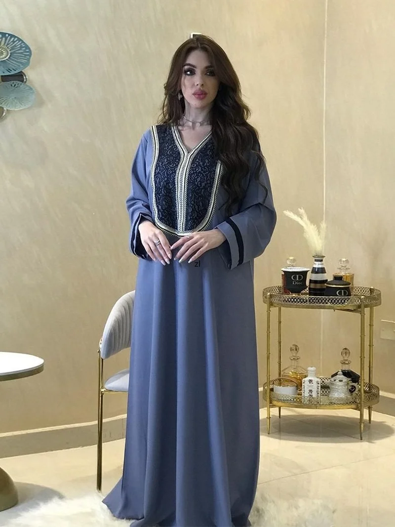 Abaya Muslim Maxi Dress Women Fashion Patchwork Loose Robe 2022 New Elegant Chic Jalabiya Islam Muslim Party Long Dress Vestidos