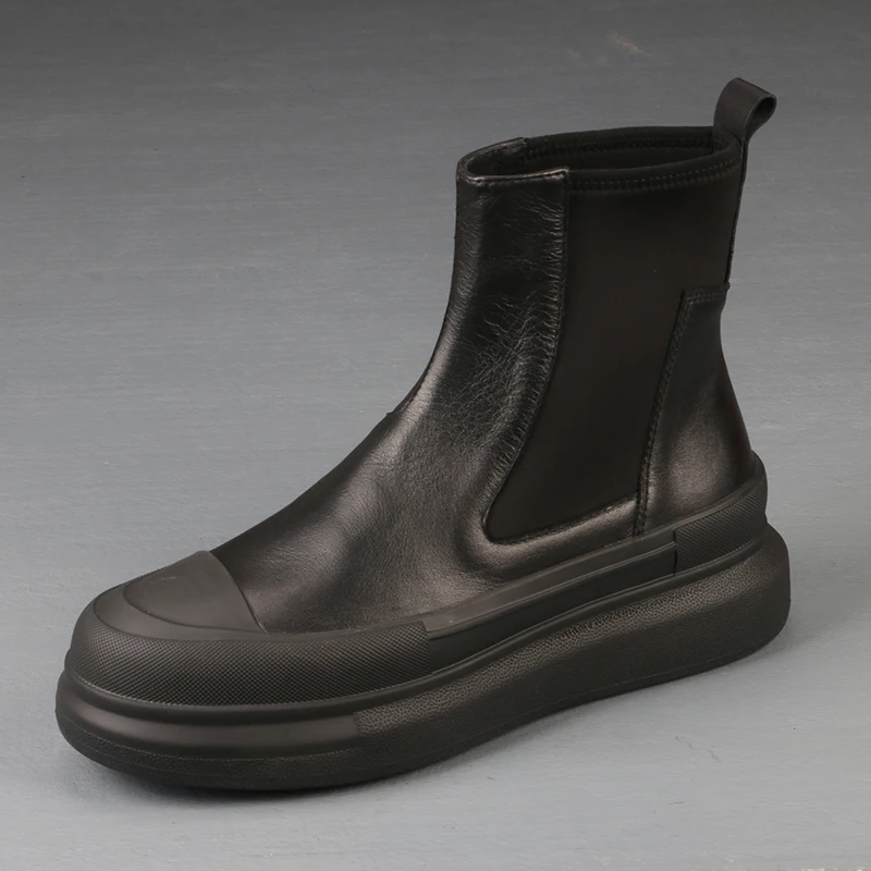 Ботинки Челси мужские высокие замшевые Теплые повседневные ботинки из воловьей