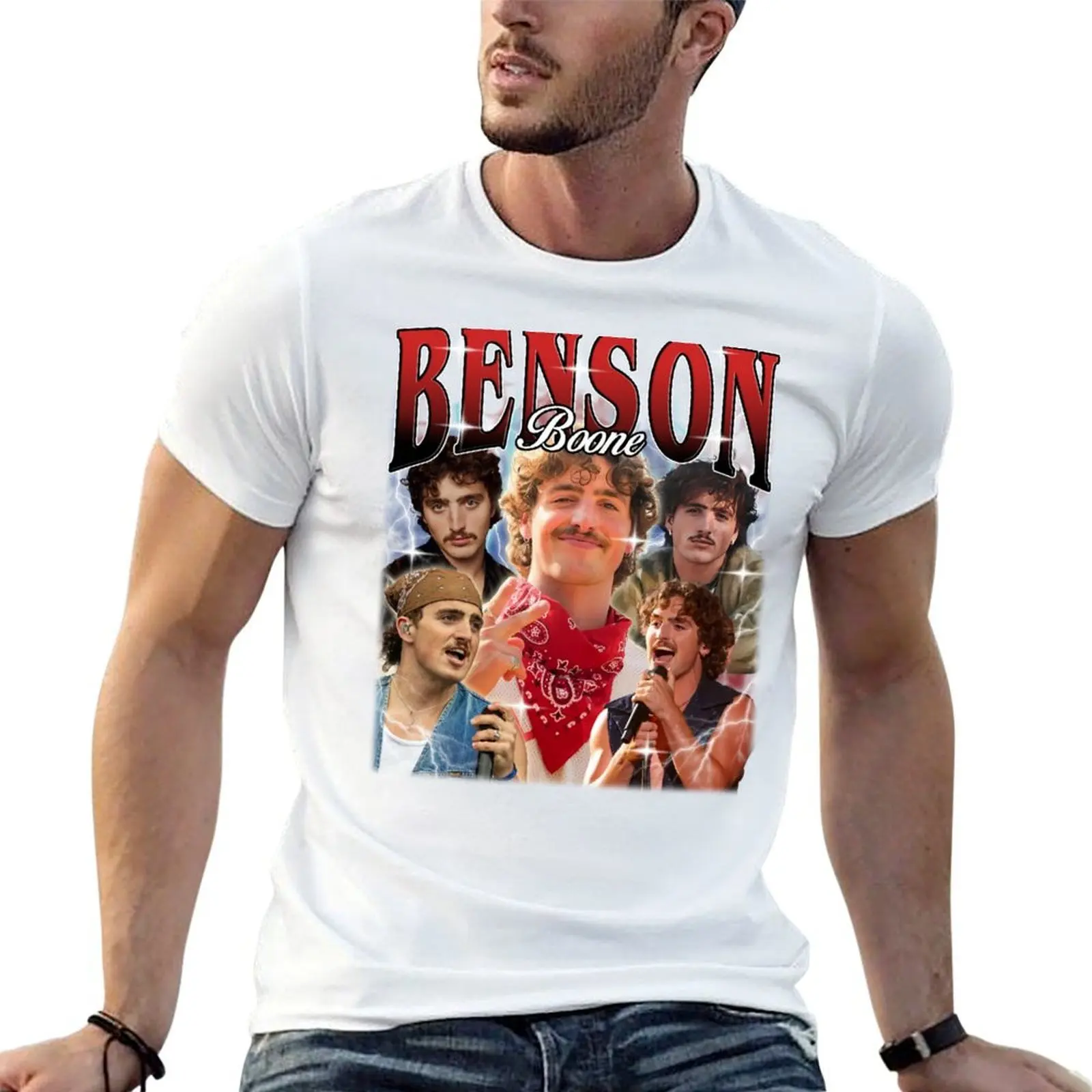 Фото Футболка в винтажном стиле Benson James Boone, однотонная, больших размеров №1