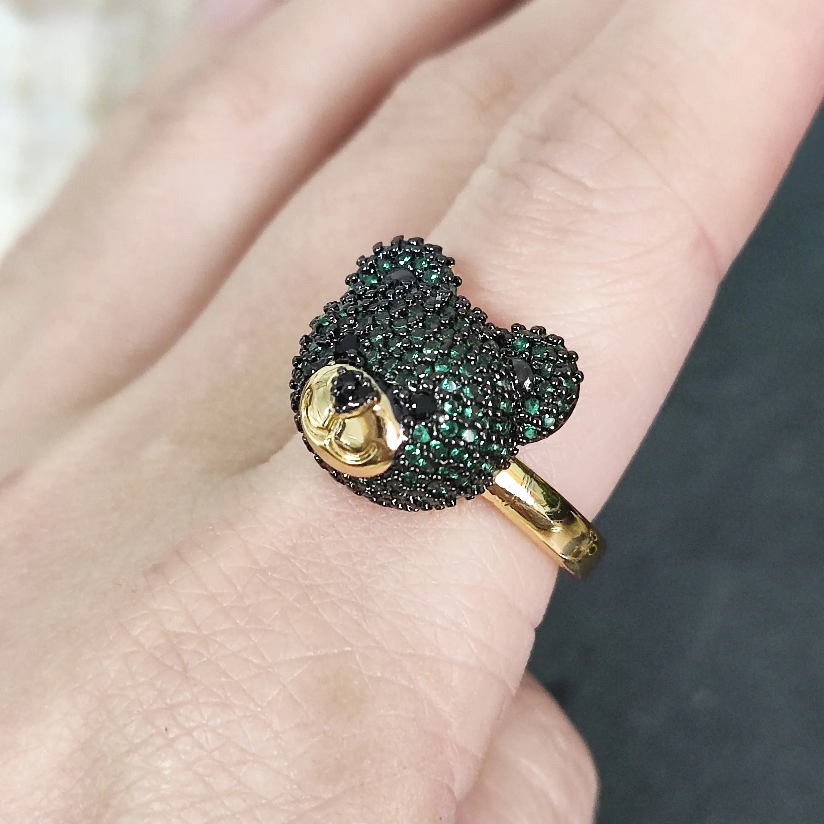 Кольцо мишка тедди с фианитом кольцо мишки зеленым/фиолетовым/розовым/синим