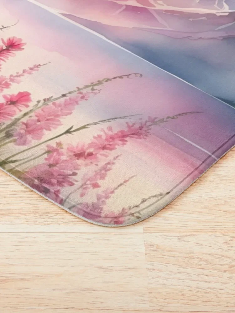 Швейцарский пейзаж в акварельном коврике для ванной комнаты использования