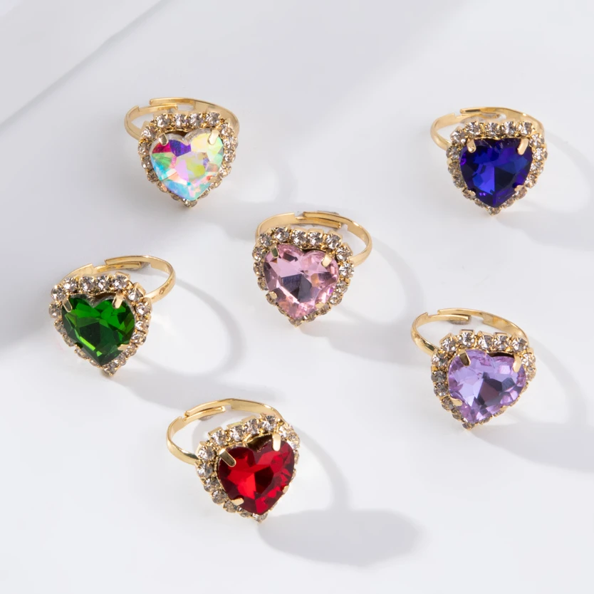 

New Fashion Zircon Love Lady Open Ring The Same Birthday Gift Ring Jewelry Rings Wholesale Direct Sales Party
