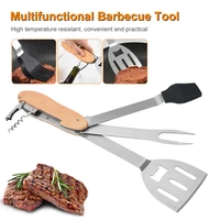 bbq tool set 5 in 1 multifunction foldable spatula brush fork bottle opener