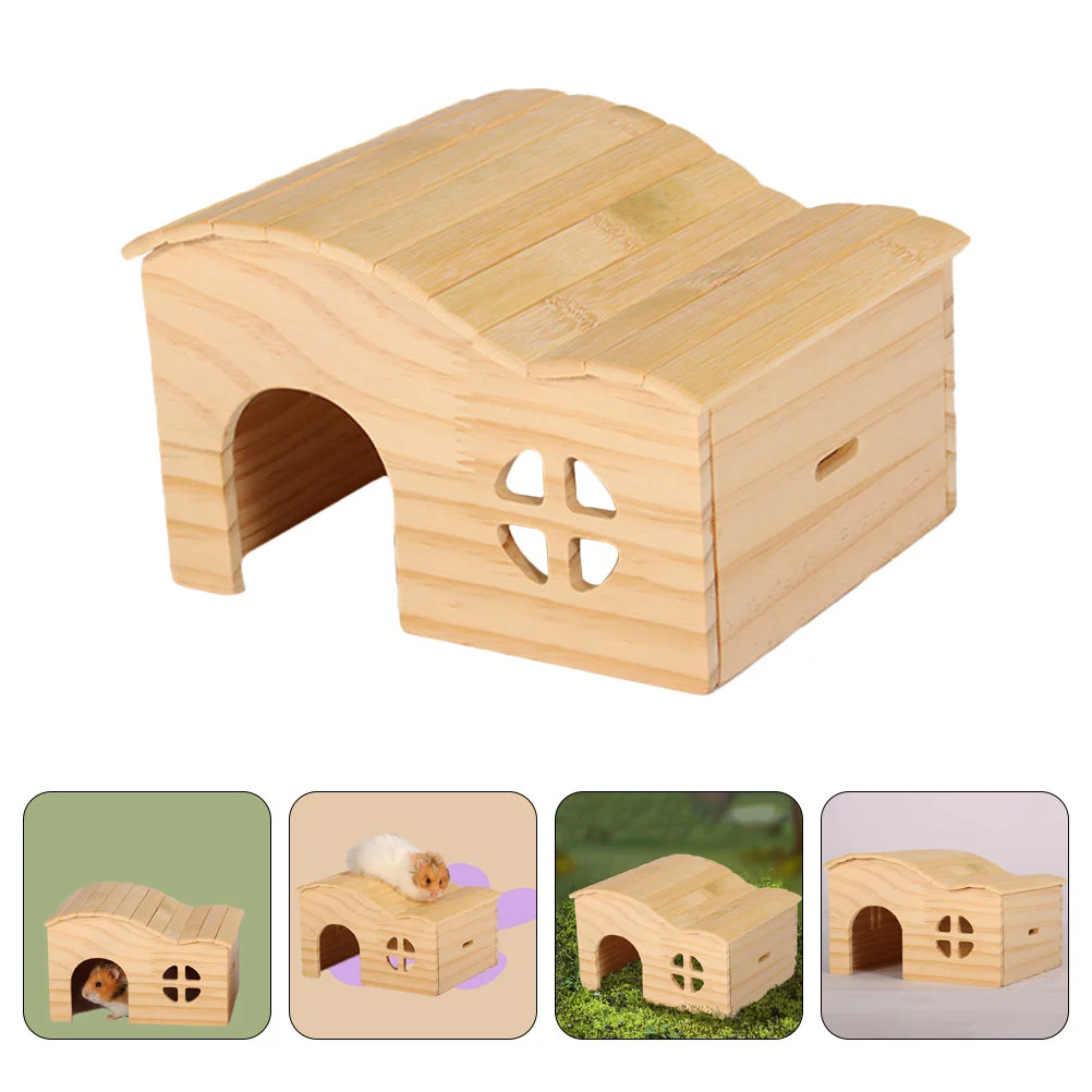 

Hamster House Guinea Wood Cabin Hideouthide Decor Cage Rat Hiding Maze Habitats Accessories Habitat Toy Hideouts Wooden