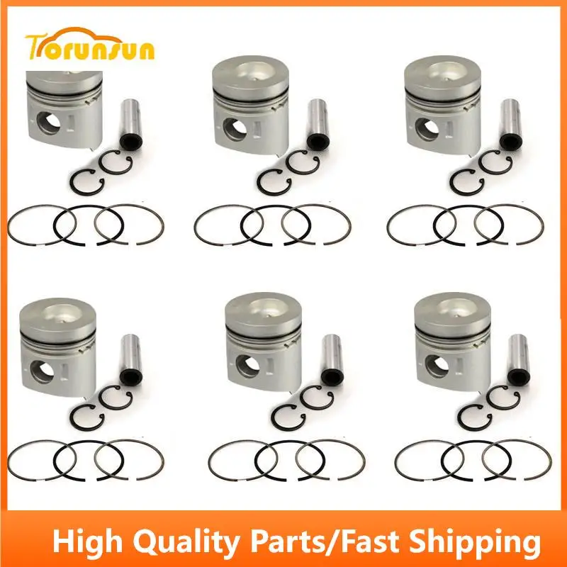 New 6 Sets STD Piston Kit With Ring ME032870 Fit For Mitsubishi 6D15 Engine 113MM