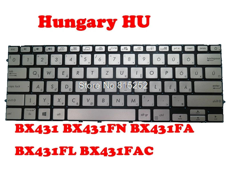

Клавиатура с подсветкой для ноутбука ASUS BX431 BX431FN BX431FA BX431FL BX431FAC Серебристая Скандинавская NE/Венгрия HU