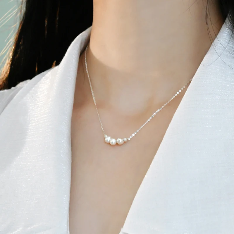 

Natural Freshwater Pearl 925 Sterling Silver Necklace Fashion for Women Gift Jewelry