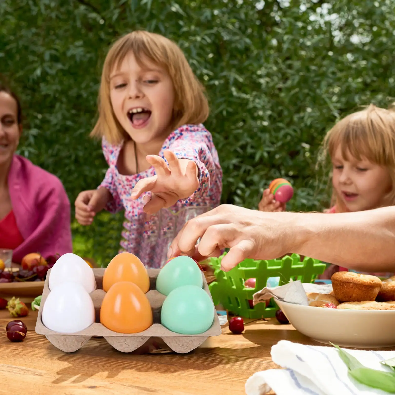 

6PCS Egg Toys Wooden Food Toy DIY Kitchen Pretend Play Food Set Toddler Easter Eggs Magnetic Simulation Colored Eggs Toys For