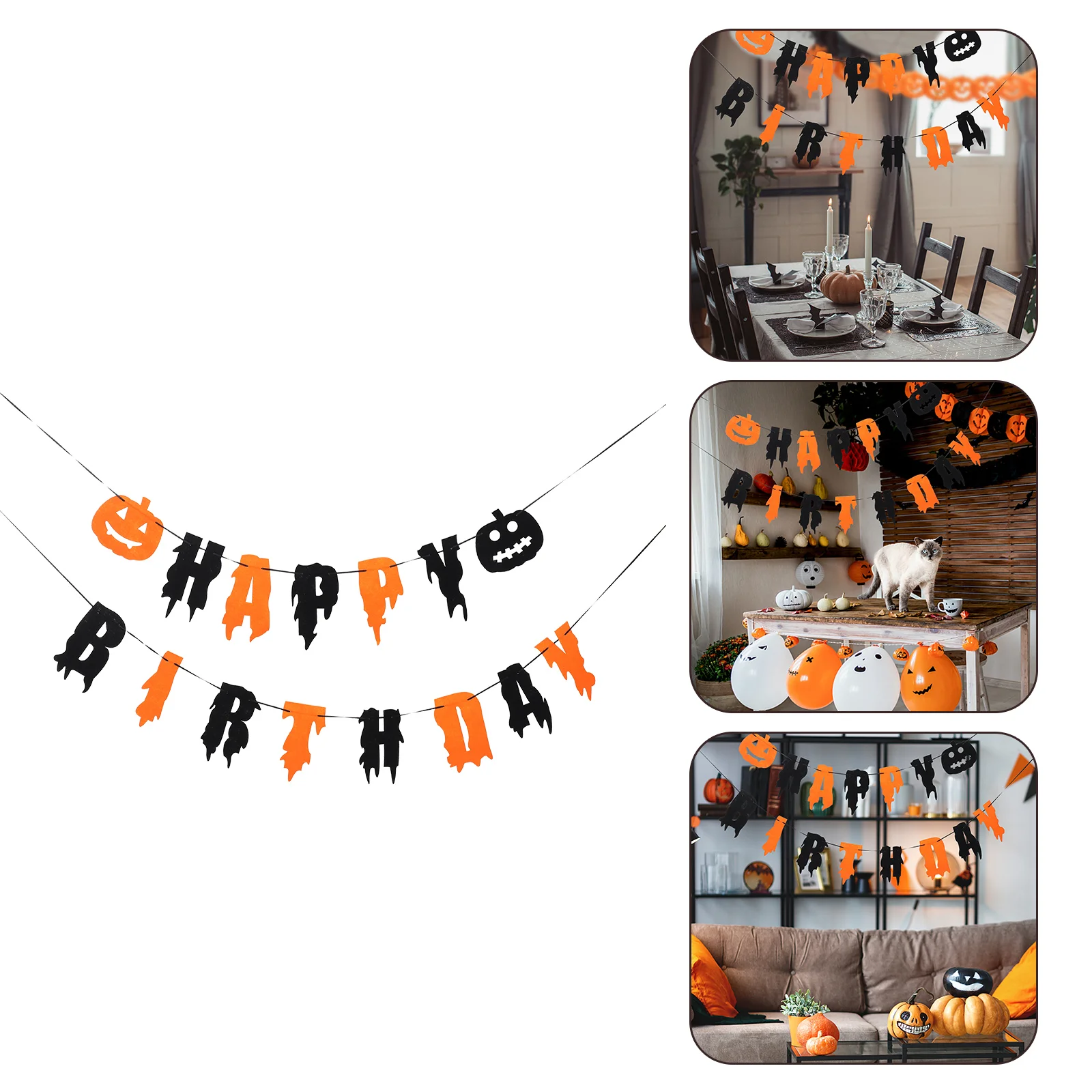

Birthday Pull Flag Halloween Latte Household Decor Party Scene Hanging Banner