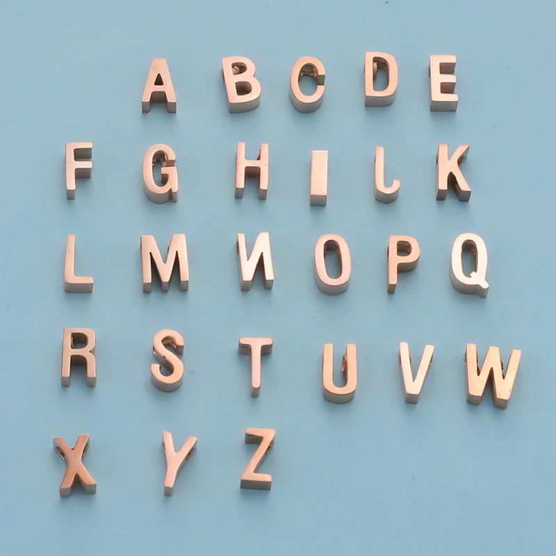 

Fnixtar 5Pcs/Lot 3*8mm Letter Charms Stainless Steel Mirror Polished Bead 1.8mm Small Hole Bead Alphabet A-Z Charms