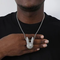 hip hop iced out cz aaa bling bunny rabbit cubic zirconia necklaces pendants for men jewelry with chain