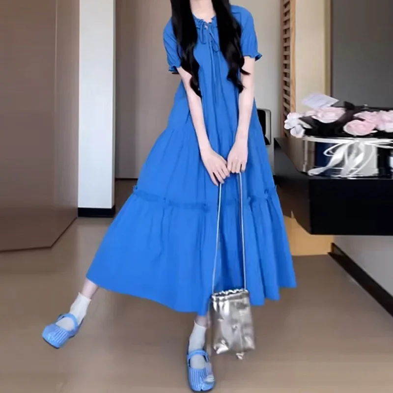 BlueDress женское длинное платье во французском стиле элитное элегантное летнее 2024