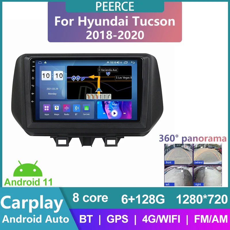 

6+128G carplay For Hyundai Tucson 2018-2020 4G 2din GPS autoradio Voice 360° panorama Android Multimedia Player car accessories