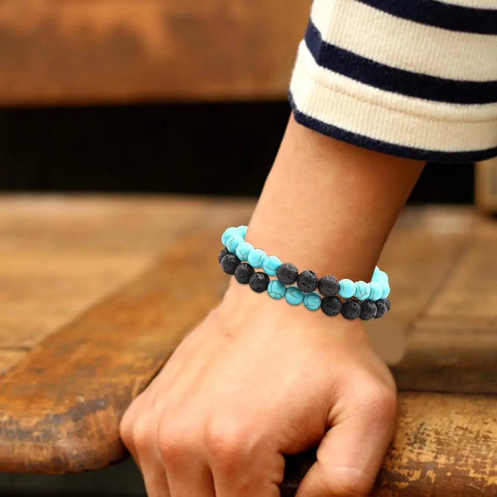 

Mini 2Pcs Retro Yoga Couple Stone Bracelet Wear Resistant Bracelet Long Lifespan for Girlfriend