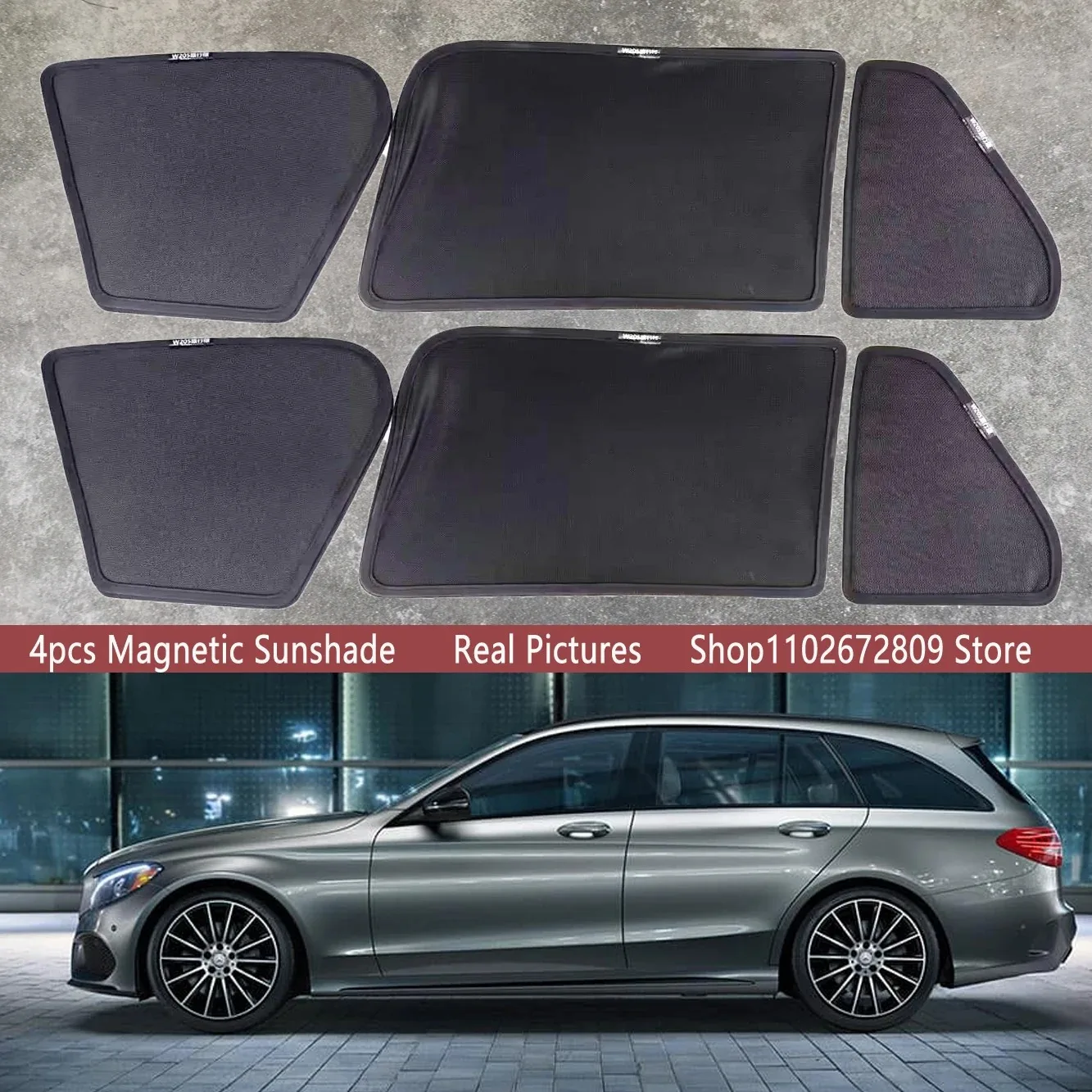Фото Магнитная солнцезащитная шторка на лобовое стекло для Mercedes-Benz C-класса W205 S205 205 2015-2021, аксессуары №1