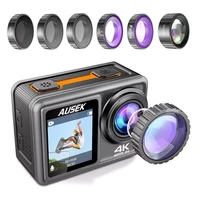 action camera with removable filter lens 4k 60fps 20mp 2 0 inch lcd eis dual screen video shooting waterproof sports cam dvr lo