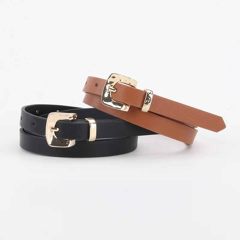 

GOOWAIL Fashion Women's Belt Solid Color Classic Thin Skiny Waist Belt High Quality Alloy Buckle Design Garment Accessories