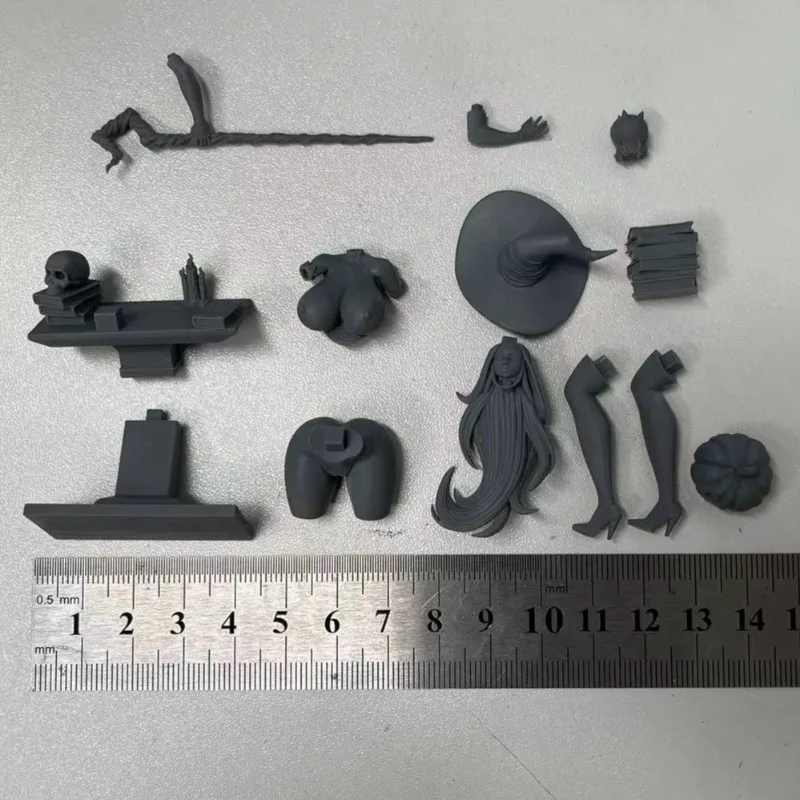 Масштаб 1/24 милая Волшебная фигурка ведьмы из смолы Сборная модель в комплекте