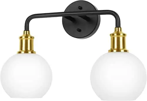 

Bathroom Vanity Light Fixture Over Mirror with Brushed Nickel, Modern 2-Light Wall Sconces Lighting for Bedroom,Living Room,Deco