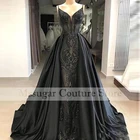 Женское винтажное вечернее платье, черное кружевное платье-Русалка на бретелях-спагетти, платье до пола для выпускного вечера, 2022