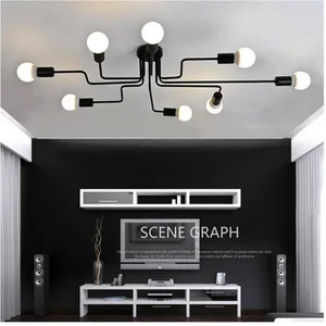 Люстра из кованого железа с несколькими стержнями для гостиной, винтажные светильники, промышленные светильники, нордические светильники для дома