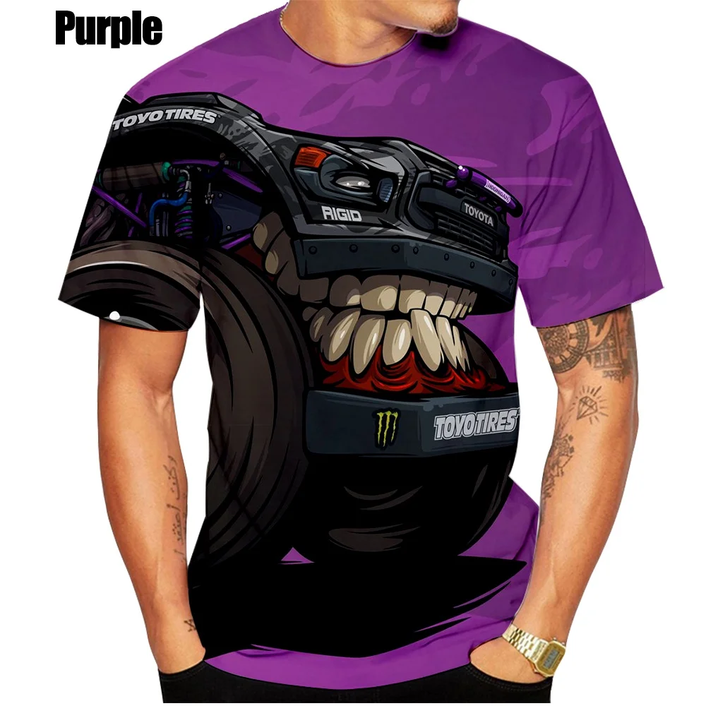 2022 New Men's Fashion Casual Humor Exaggeration Car Art Funny Design 3d Printed T Shirt T-shirt