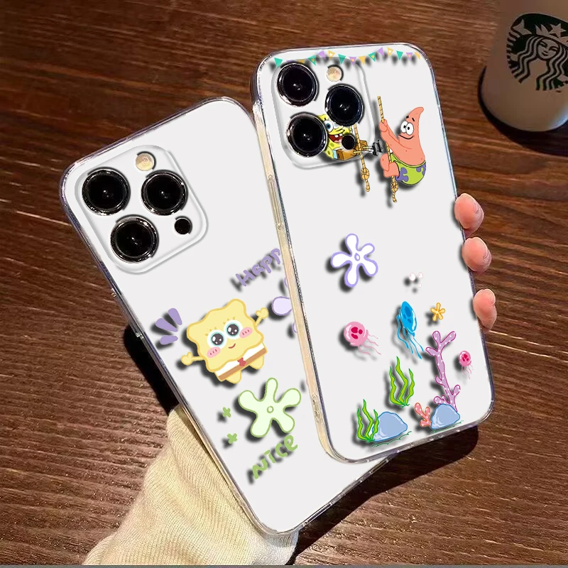 Мягкий чехол SpongeBob SquarePants для Samsung A7 A70 A71 A72 A8 A9 J2 J4 J5 J6 J7 J9 M30S M31 M51 M23 A04 A14 A23 A34 A54