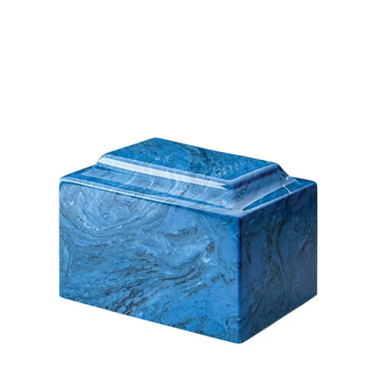 

New stunning blue Cultured Marble Cremation Urn for human ashes custom cinerary casket for sale small baby urns funeral supplies