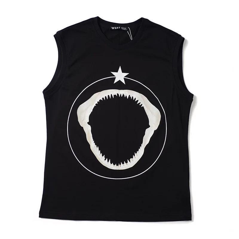 

New High 2019 Novelty Men Fashion Tee Shirts Shark bone teeth Top Hip Hop Skateboard Street Cotton Tee Tank Tops Dog #N126