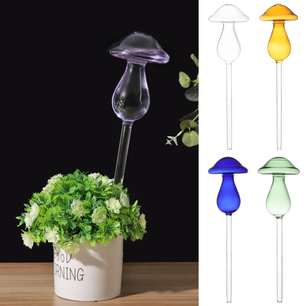 

New Home&Garden Exquisite Glass Plant Watering Kits Mushroom Design Self Watering Flowers Water Feeder