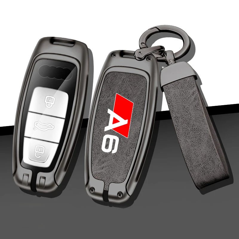 

Zinc Alloy Style Car Key Case Cover Shell For AUDI A6 S6 RS6 C5 C6 C7 4F 2020 Remote Control Protector Keychain Auto Accessories
