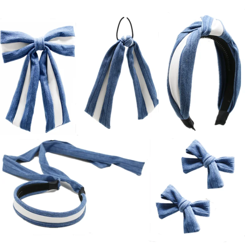 

New Fashion Children Kids Hair Accessories Girls denim Hair Clips bows Hairpins Hair Ties Ropes Headwear