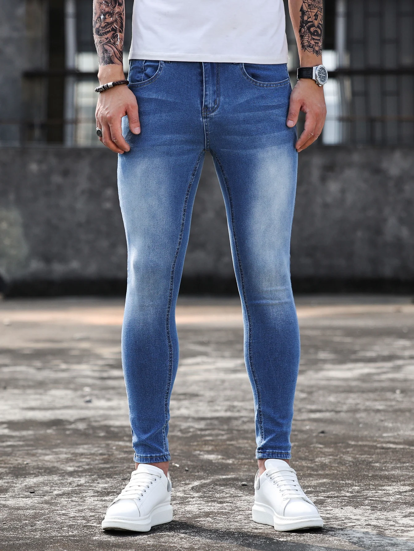 Повседневные мужские джинсы, прямые мужские джинсы, модные спортивные мужские джинсы для четырех сезонов, синие мужские джинсы, новые брюки