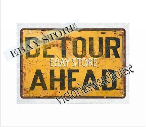 1p Металлическая жестяная вывеска Detour Ahead в стиле спальни комната общежитии