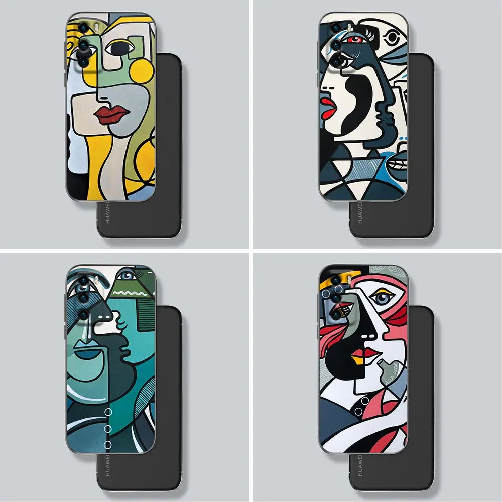 

Picasso Abstract Art Phone Case for Huawei P10 P20 P30 P40 P50 P50E P Smart 2021 Pro Lite 5G Plus Soft Silicone Case