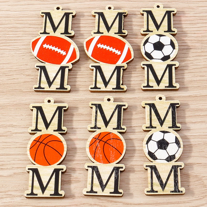 

10pcs 26x49mm Sweet Wood Letter MOM Charms for Jewelry Making DIY Handmade Drop Earrings Pendants Necklaces Crafts Accessories