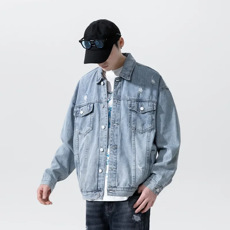 Свободная повседневная винтажная джинсовая куртка 2024 весенняя уличная одежда в
