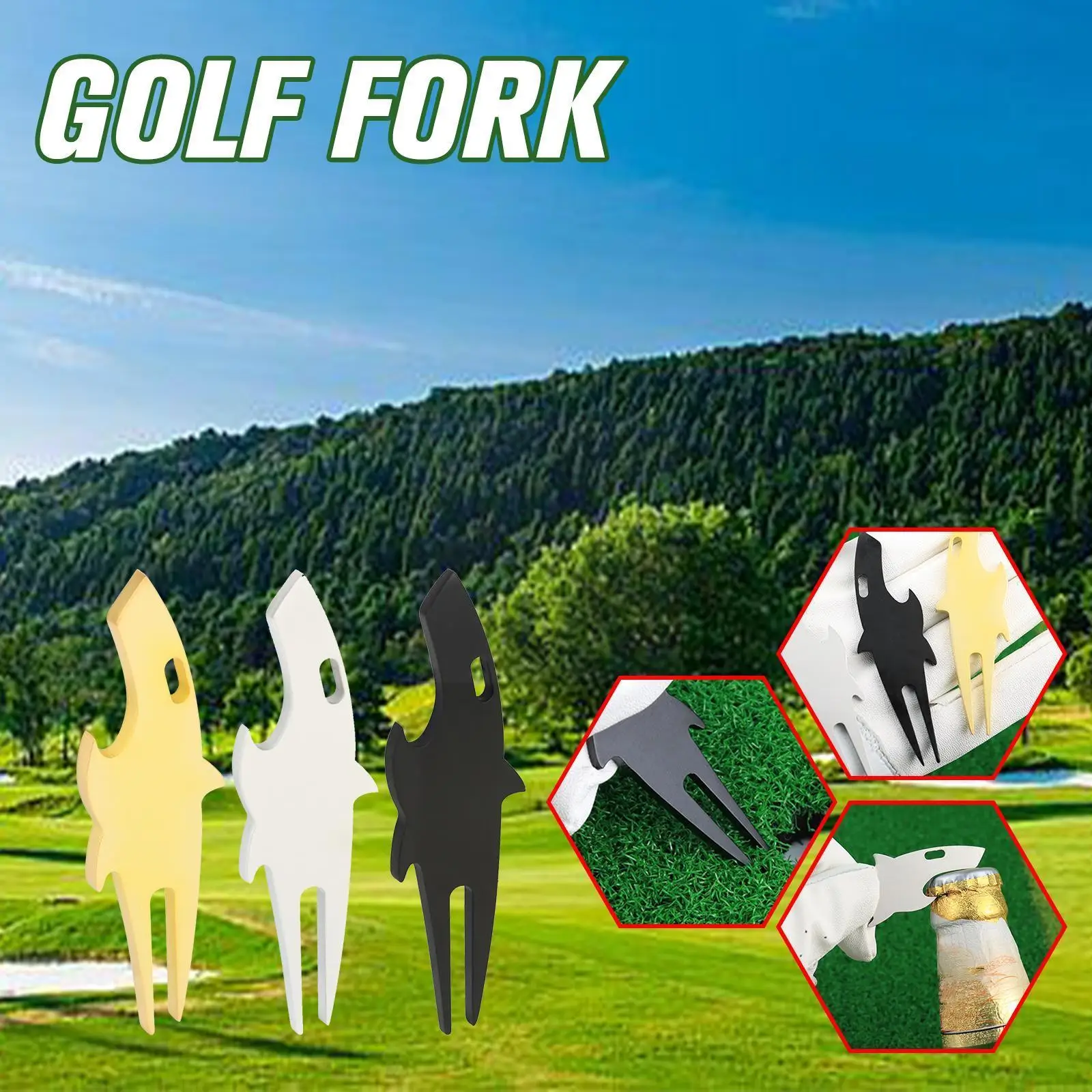 

Shark Shape Ball Fork With Bottle Opener Function Pitch Golf Tool Accessorie Repair Green Training Aids Fork Y0j4