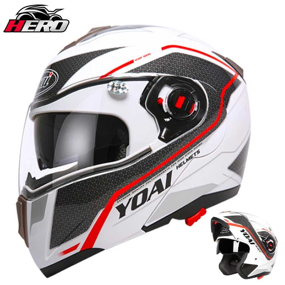 Motorcycle Helmet Modular Flip Men Waterproof Motocross Helmet Double Lens Anti Fog Visor Four Seasons Wear Helmet M-3XL