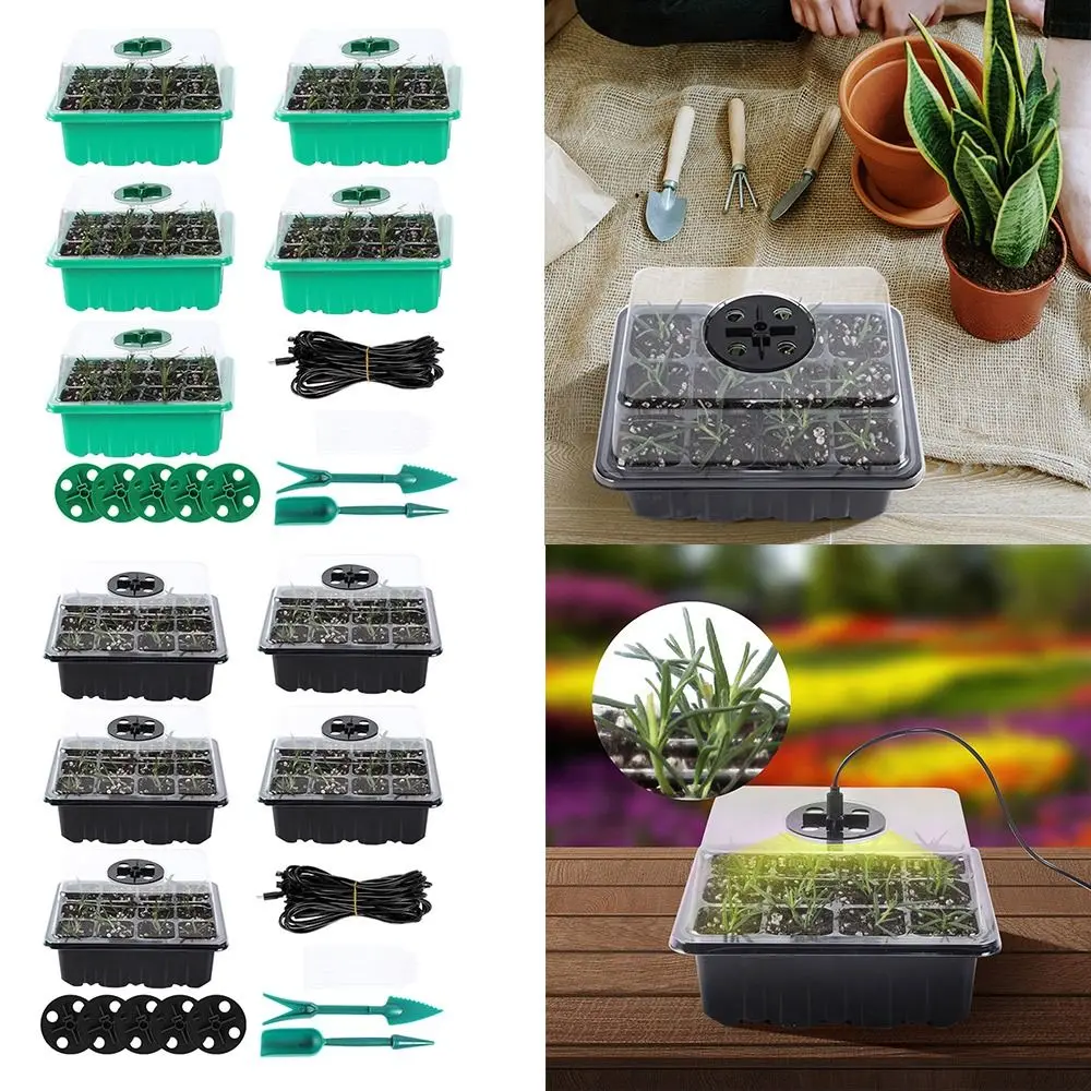 5 Pack Outdoor Garden Planting Indoor Seed Starter Trays Adjustable Humidity with Grow Light Germination Kits