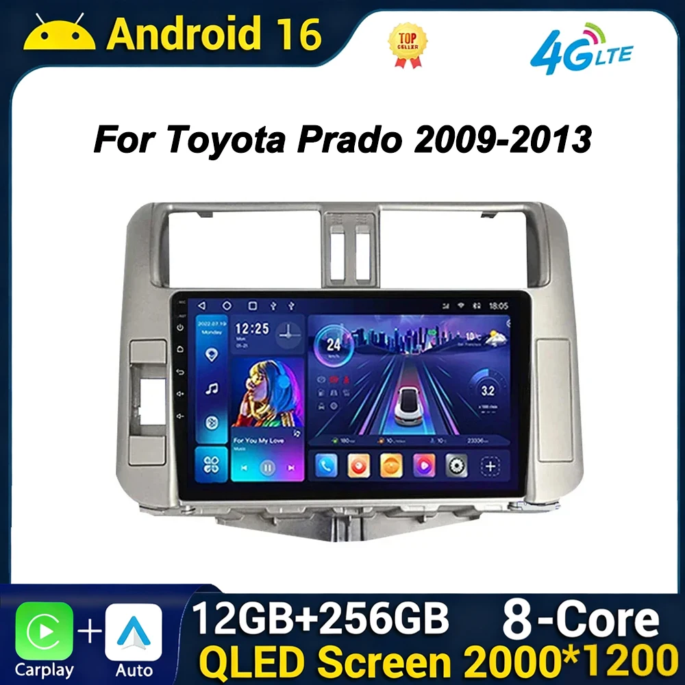 Фото Для Toyota Land Cruiser Prado J 150 2009-2013 Android 16 Авто Авто Радио Carplay Мультимедийная GPS-навигация Авто Аудио 2 din WIFI №1