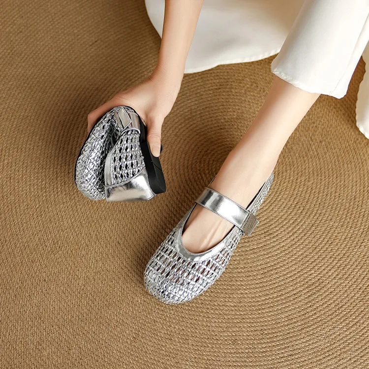 Серебряные полые дизайнерские джинсы Мэри весенние модные женские туфли на