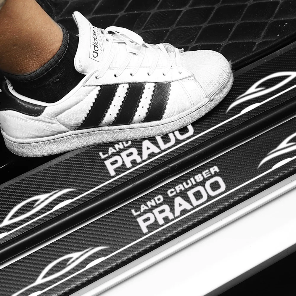 4PCS For Toyota Land Cruiser Prado 120 150 Carbon Fiber Anti Scratch Scuff Pedal Car Door Sill Protector Stickers Accessories - купить по