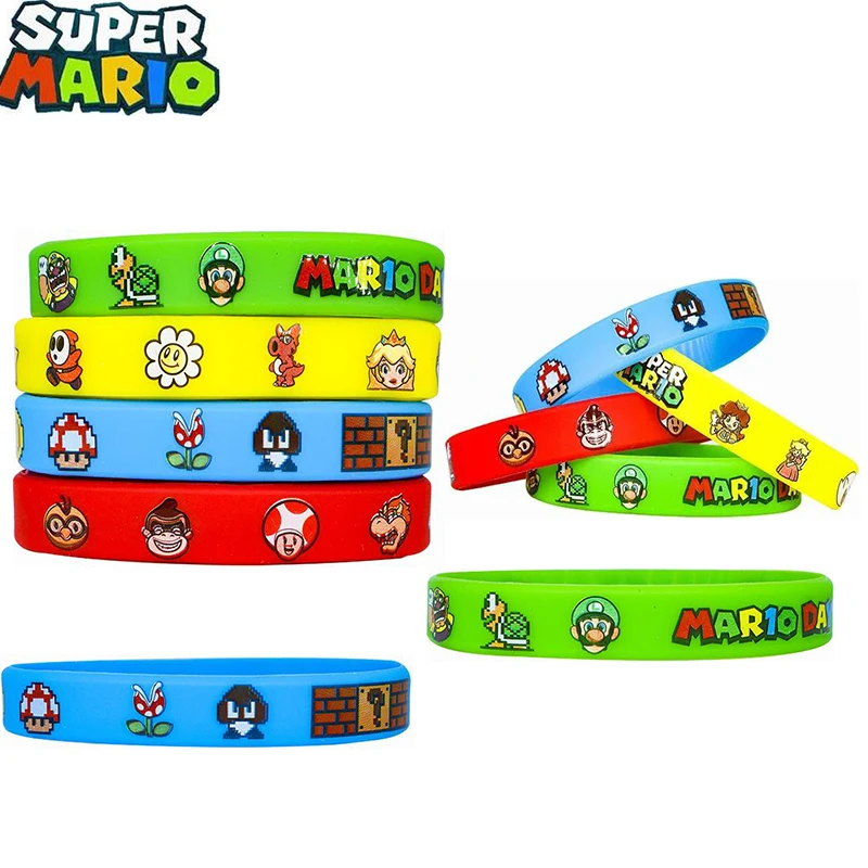 

Super Mario Bros Silicone Bracelets Mario Luigi Anime Figures Toys Bracelets Cartoon Wrist Strap Students Kids Birthday Gifts